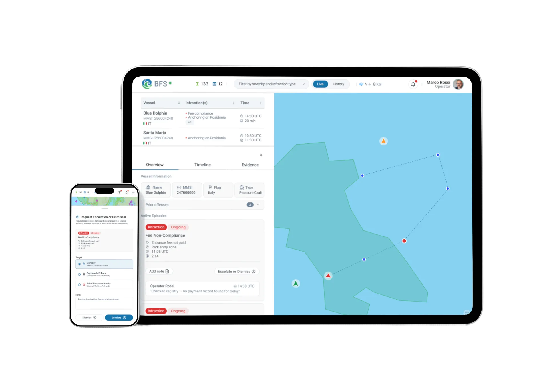 BFS Dashboard on tablet and mobile